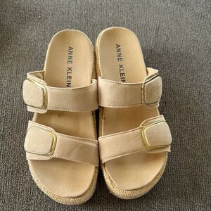 Anne Klein Women's Cream Wedge Sandals